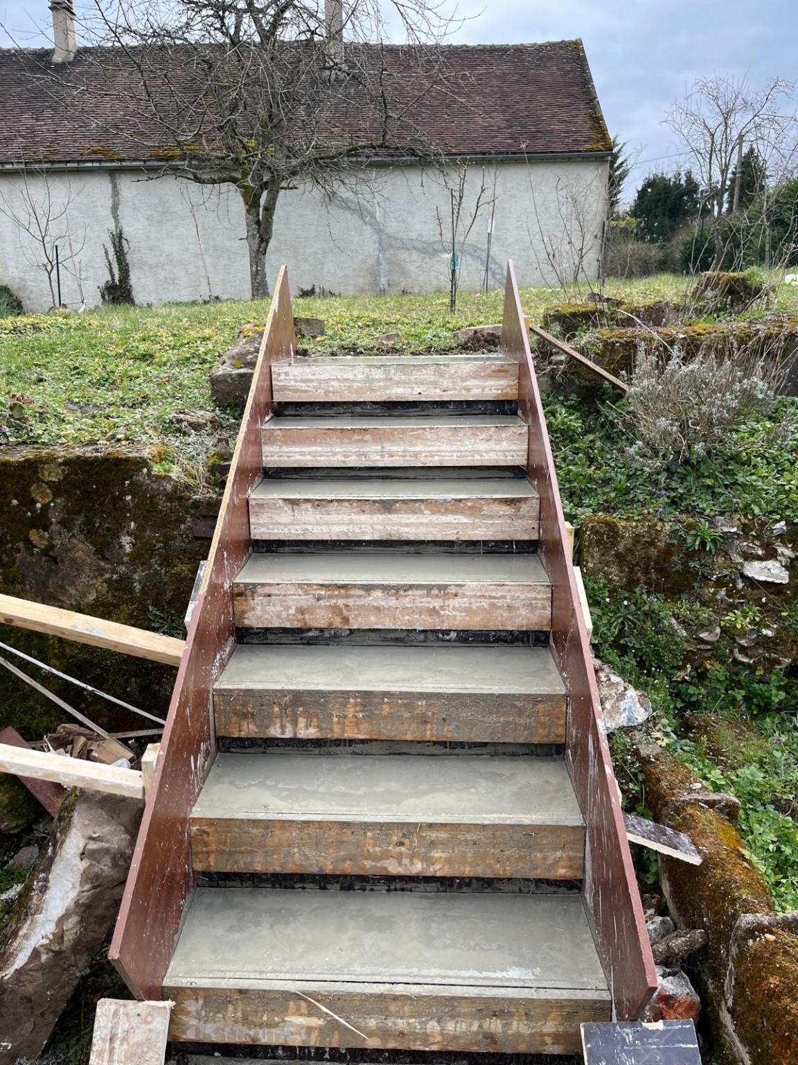 Coffrage et coulage d'un escalier